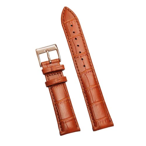 Eoyajsze Lederuhrenarmband mit Dornschließe, Hellbraun-Roségold, 16mm Eoyajsze Lederuhrenarmband mit Dornschließe, Hellbraun-Roségold, 16mm von Eoyajsze