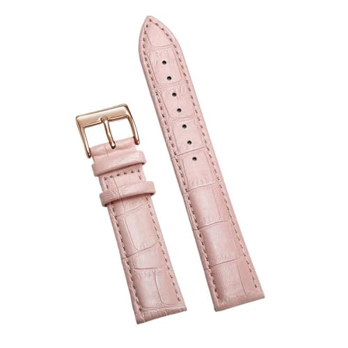 Eoyajsze Lederuhrenarmband mit Dornschließe, Rosa-Roségold, 12mm von Eoyajsze