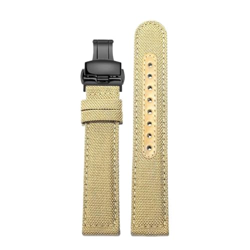 Eoyajsze Nylon-Uhrenarmbänder 20mm/21mm/22mm, khaki-schwarz B, 22mm von Eoyajsze