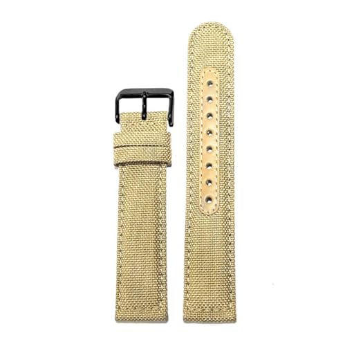 Eoyajsze Nylon-Uhrenarmbänder 20mm/21mm/22mm, khaki-schwarz P, 22mm von Eoyajsze
