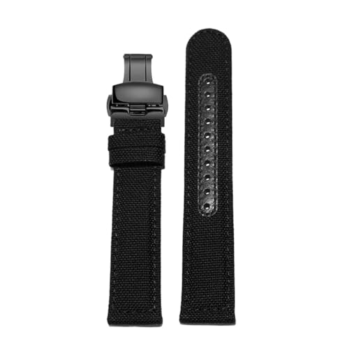 Eoyajsze Nylon-Uhrenarmbänder 20mm/21mm/22mm, schwarz-Schwarz B, 21mm von Eoyajsze