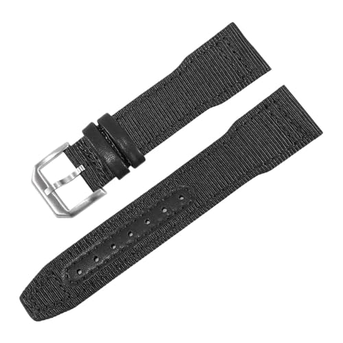 Eoyajsze Nylon-Uhrenarmband 20mm/21mm/22mm, schwarz-silber, 22mm von Eoyajsze