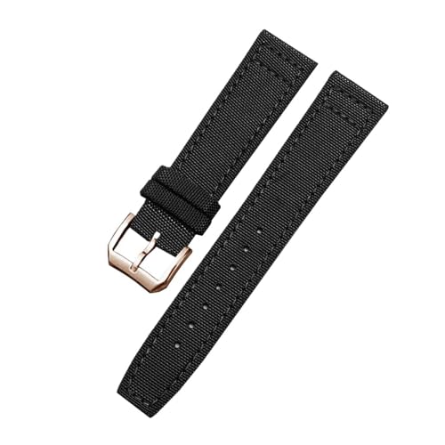 Eoyajsze Uhrenarmband aus Nylon und Canvas, 20mm/21mm/22mm, schwarz-roségold, 20mm von Eoyajsze