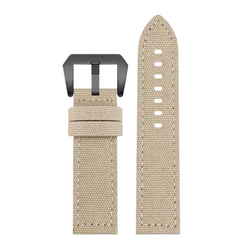 Eoyajsze Uhrenarmband aus Nylon und Canvas, 20mm/22mm/24mm, beige-schwarz, 20mm von Eoyajsze