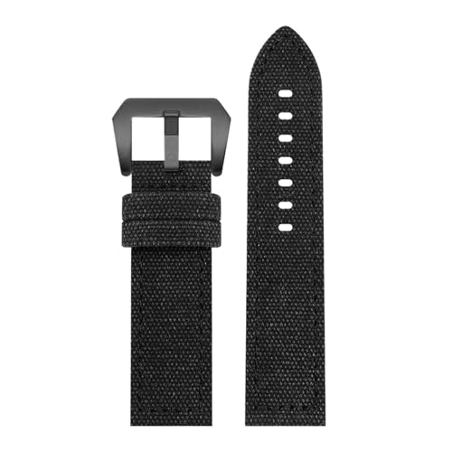 Eoyajsze Uhrenarmband aus Nylon und Canvas, 20mm/22mm/24mm, schwarz-schwarz, 20mm von Eoyajsze