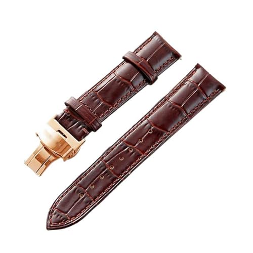 Eoyajsze Uhrenarmband aus echtem Leder, 12–24mm, Braun-Roségold B, 15mm von Eoyajsze