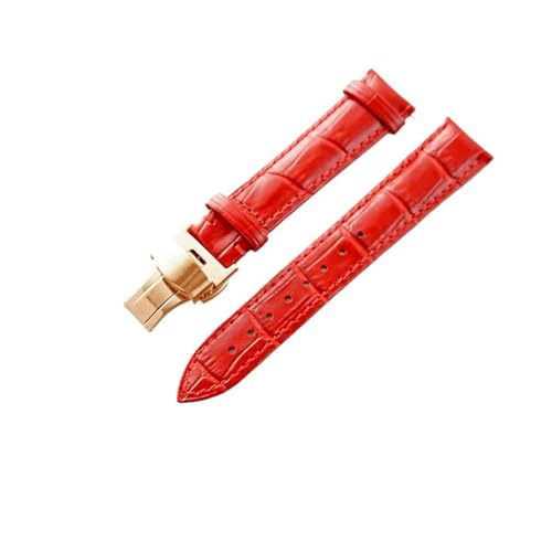 Eoyajsze Uhrenarmband aus echtem Leder, 12–24mm, Rot-Roségold B, 24mm von Eoyajsze
