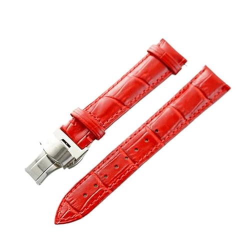 Eoyajsze Uhrenarmband aus echtem Leder, 12–24mm, Rot-Silber B, 17mm von Eoyajsze