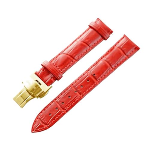 Eoyajsze Uhrenarmband aus echtem Leder, 12–24mm, Rotgold B, 16mm von Eoyajsze