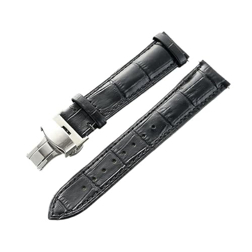 Eoyajsze Uhrenarmband aus echtem Leder, 12–24mm, Schwarz-Silber B, 18mm Eoyajsze Uhrenarmband aus echtem Leder, 12–24mm, Schwarz-Silber B, 18mm von Eoyajsze