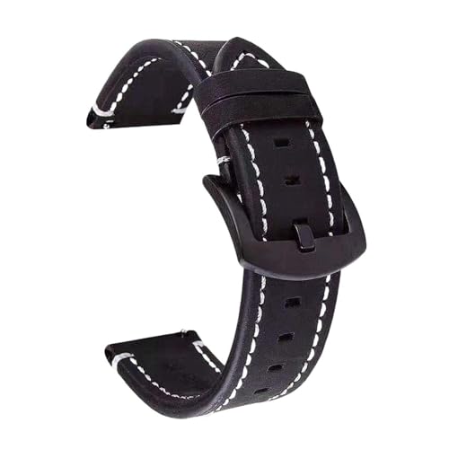 Eoyajsze Uhrenarmband aus echtem Leder, 18–24mm, Schwarz, 24mm von Eoyajsze