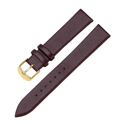 Eoyajsze Uhrenarmband aus echtem Leder, Braun-Gold, 8mm von Eoyajsze