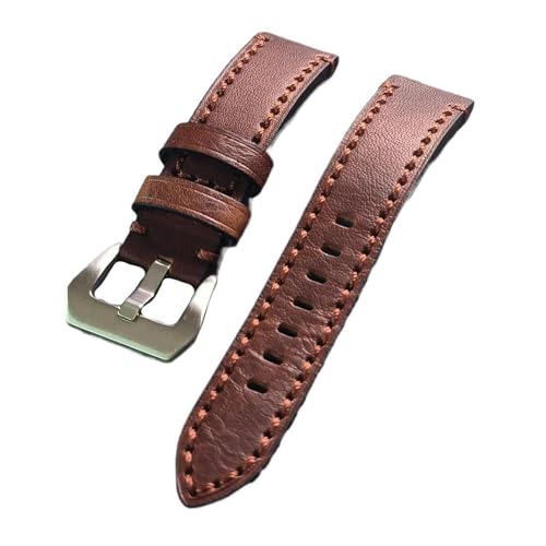 Eoyajsze Uhrenarmband aus echtem Leder, Dunkelbraun, 24mm von Eoyajsze