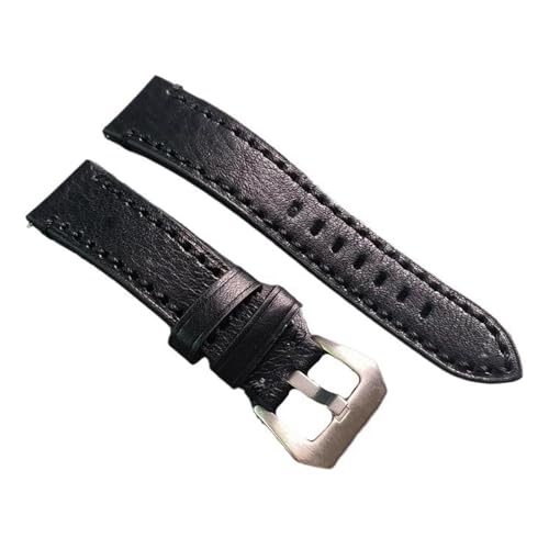 Eoyajsze Uhrenarmband aus echtem Leder, Schwarz, 22mm von Eoyajsze