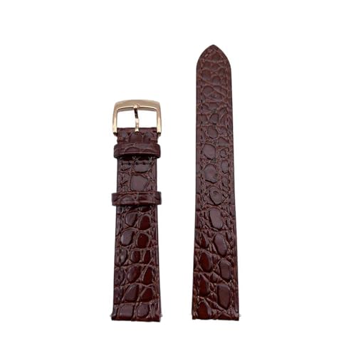 Eoyajsze Uhrenarmband aus echtem Leder mit Krokodilmuster, Braun-Roségold, 15mm von Eoyajsze