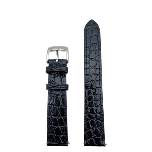 Eoyajsze Uhrenarmband aus echtem Leder mit Krokodilmuster, Schwarz-Silber, 15mm Eoyajsze Uhrenarmband aus echtem Leder mit Krokodilmuster, Schwarz-Silber, 15mm von Eoyajsze