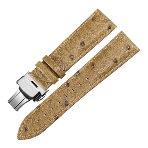 Eoyajsze Uhrenarmband aus echtem Straußenleder mit Butterfly-Verschluss, 12–24mm, Hellbraun-b, 16mm Eoyajsze Uhrenarmband aus echtem Straußenleder mit Butterfly-Verschluss, 12–24mm, Hellbraun-b, 16mm von Eoyajsze