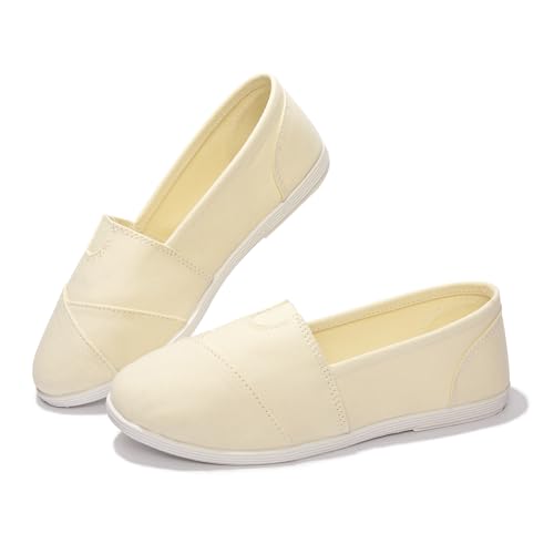 Alpargata Damen-Schlupfschuhe, flache Schuhe, weich, täglich, Slipper, lässig, Fußgewölbeunterstützung, Sneaker, klassisch, flach, atmungsaktiv, Damen-Slipper aus Segeltuch, Beige, 39.5 EU Alpargata Damen-Schlupfschuhe, flache Schuhe, weich, täglich, Slipper, lässig, Fußgewölbeunterstützung, Sneaker, klassisch, flach, atmungsaktiv, Damen-Slipper aus Segeltuch, Beige, 39.5 EU von Eozlink