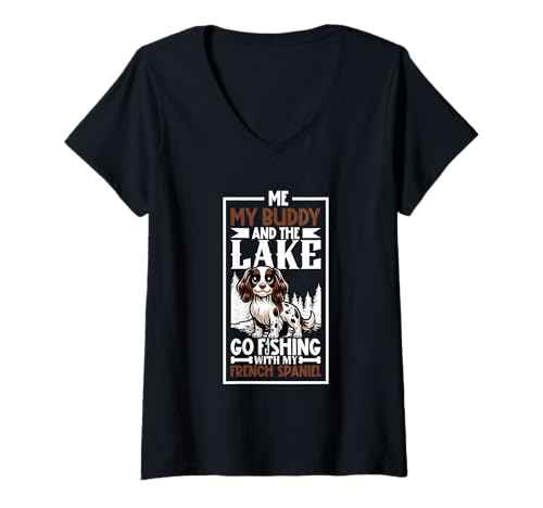 Damen Angeln und Epagneul Français T-Shirt mit V-Ausschnitt Damen Angeln und Epagneul Français T-Shirt mit V-Ausschnitt von Epagneul Français Designs