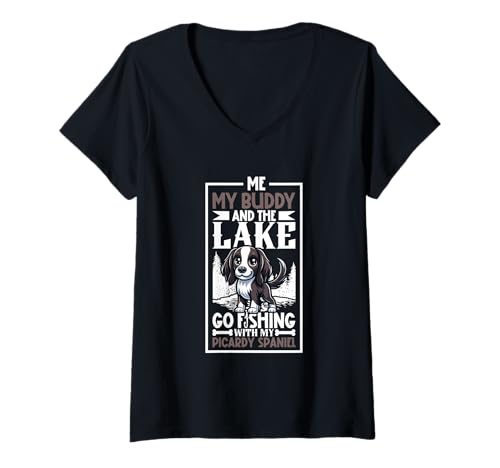 Damen Angeln und Epagneul Picard T-Shirt mit V-Ausschnitt Damen Angeln und Epagneul Picard T-Shirt mit V-Ausschnitt von Epagneul Picard Designs