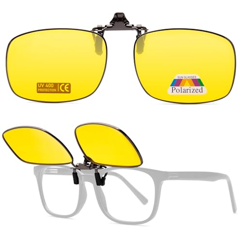 Epavouos Clip-On Polarisiert Sonnenbrille UV400 Schutz Ideal für alle Outdoor-Aktivitäten (Nachtfahrbrille mit Metallrahmen, 59mm X 41mm) von Epavouos