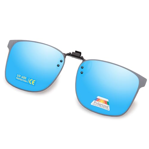 Epavouos Polarisierte Clip-On Sonnenbrille UV400 Anti-Glare Gläser Laser Edge Design Unisex (Blau, 47mm*62mm) von Epavouos