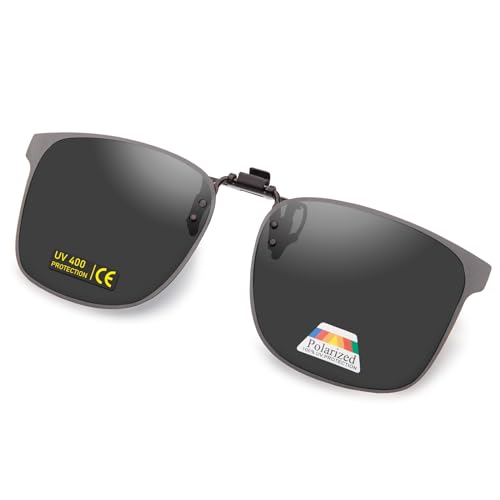 Epavouos Polarisierte Clip-On Sonnenbrille UV400 Anti-Glare Gläser Laser Edge Design Unisex (Schwarz, 47mm*62mm) von Epavouos