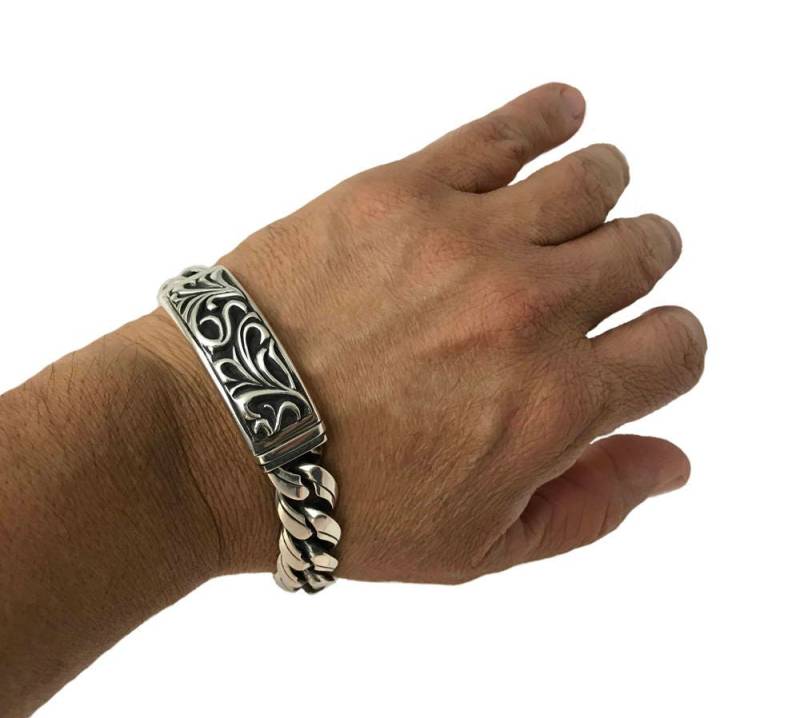 Handgefertigtes Sterling Silber Florentiner Reben Armband - Heavy Link Design Handgefertigtes Sterling Silber Florentiner Reben Armband - Heavy Link Design von EphemeralLegacy