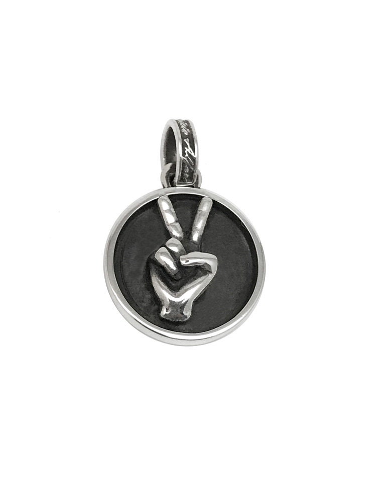 Victory Zeichen, Peace/Love Runder Silberanhänger, Original Rpm Design, Massiv 925 Sterling Silber Victory Zeichen, Peace/Love Runder Silberanhänger, Original Rpm Design, Massiv 925 Sterling Silber von EphemeralLegacy