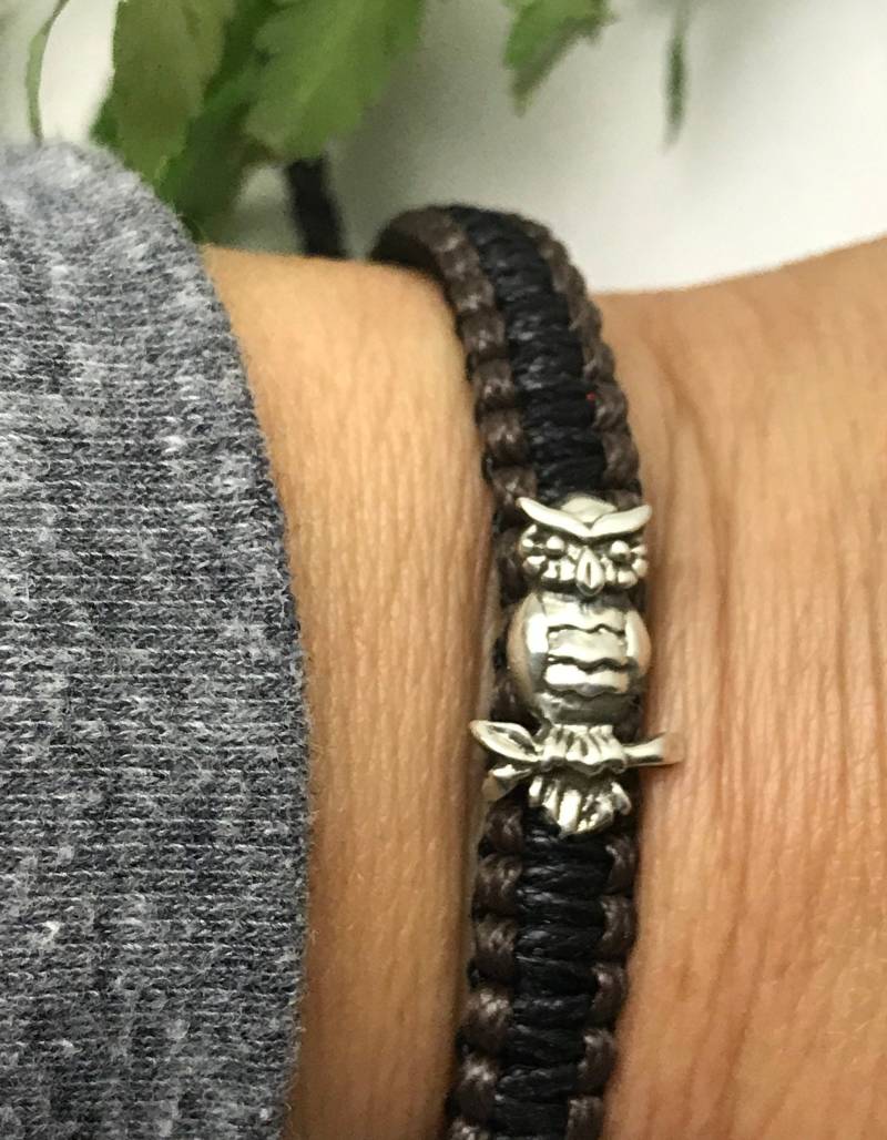 sterling Silber Eule Armband Handgeflochtenes Nylon, Verstellbares Wildtier Schmuck sterling Silber Eule Armband Handgeflochtenes Nylon, Verstellbares Wildtier Schmuck von EphemeralLegacy