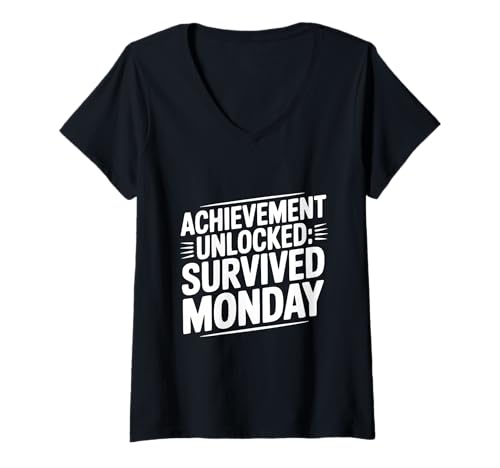 Damen Der freigeschaltete Erfolg hat die Motivation der Spieler am Montag überlebt T-Shirt mit V-Ausschnitt Damen Der freigeschaltete Erfolg hat die Motivation der Spieler am Montag überlebt T-Shirt mit V-Ausschnitt von Epic Gamer Gear for the Ultimate Achievement