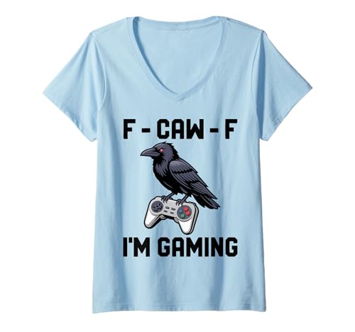 Damen Raven Gamer Lustiger Crow Bird Gaming-Controller, Humor T-Shirt mit V-Ausschnitt Damen Raven Gamer Lustiger Crow Bird Gaming-Controller, Humor T-Shirt mit V-Ausschnitt von Epic Gamer Humor Crow Raven Sarcasm Gift