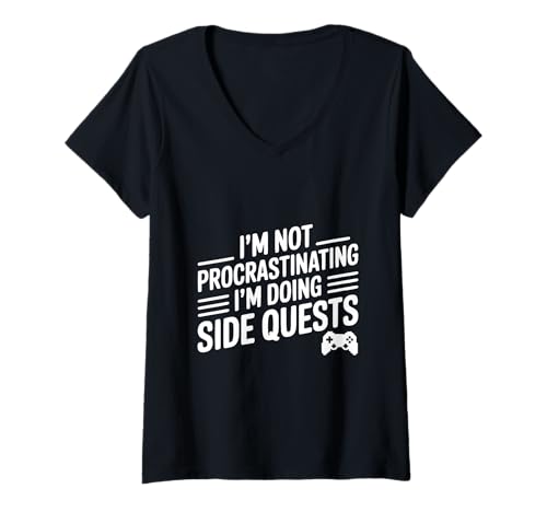 Damen Ich zögere Nicht, ich Mache Nebenquests T-Shirt mit V-Ausschnitt Damen Ich zögere Nicht, ich Mache Nebenquests T-Shirt mit V-Ausschnitt von Epic Gamer Merch for the Adventurous Soul