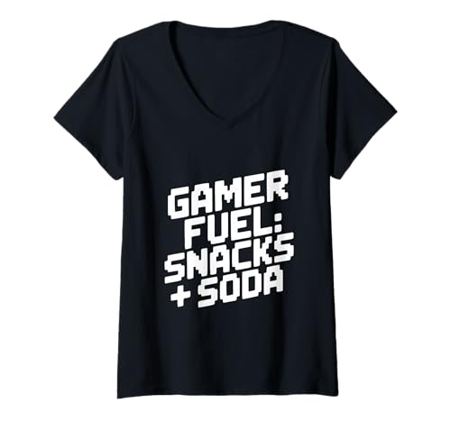 Damen Gamer Fuel: Ultimative Snacks und Soda Fuel für Gamer T-Shirt mit V-Ausschnitt Damen Gamer Fuel: Ultimative Snacks und Soda Fuel für Gamer T-Shirt mit V-Ausschnitt von Epic Gamer Snacks and Beverages Collection