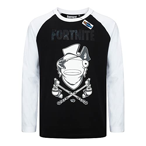 FORTNITE Fischstäbchen Langarm T-Shirt Jungen + Mädchen Gr.140 152 164 176 Jugendliche 10 12 14 16 Jahre Schwarz-Weiß (164) von Epic Games