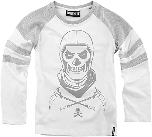 Fortnite Jungen Langarmshirt T-Shirt (Weiss-Grau, Größe 152) von Epic Games