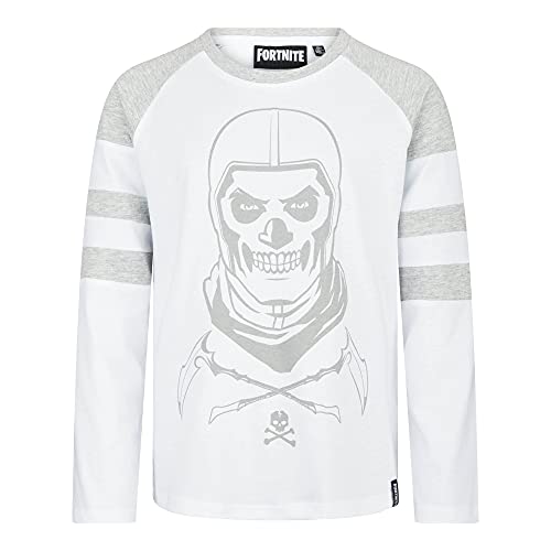 Epic Games Fortnite Skull Trooper Männer Langarmshirt weiß/grau meliert 164 von Fortnite