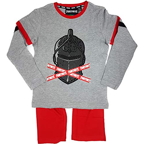 Fortnite Schlafanzug Langer Pyjama Jungen (Grau-Rot, 152) von Epic Games