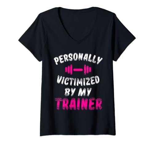 Damen T-Shirt mit Aufschrift "Personally Victimized By My Trainer T-Shirt mit V-Ausschnitt von Epic Shirts