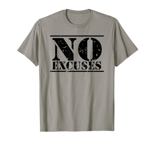 No Excuses Sportlertraining Motivation Distressed Logo T-Shirt von Epic Sports Champion Training Threads