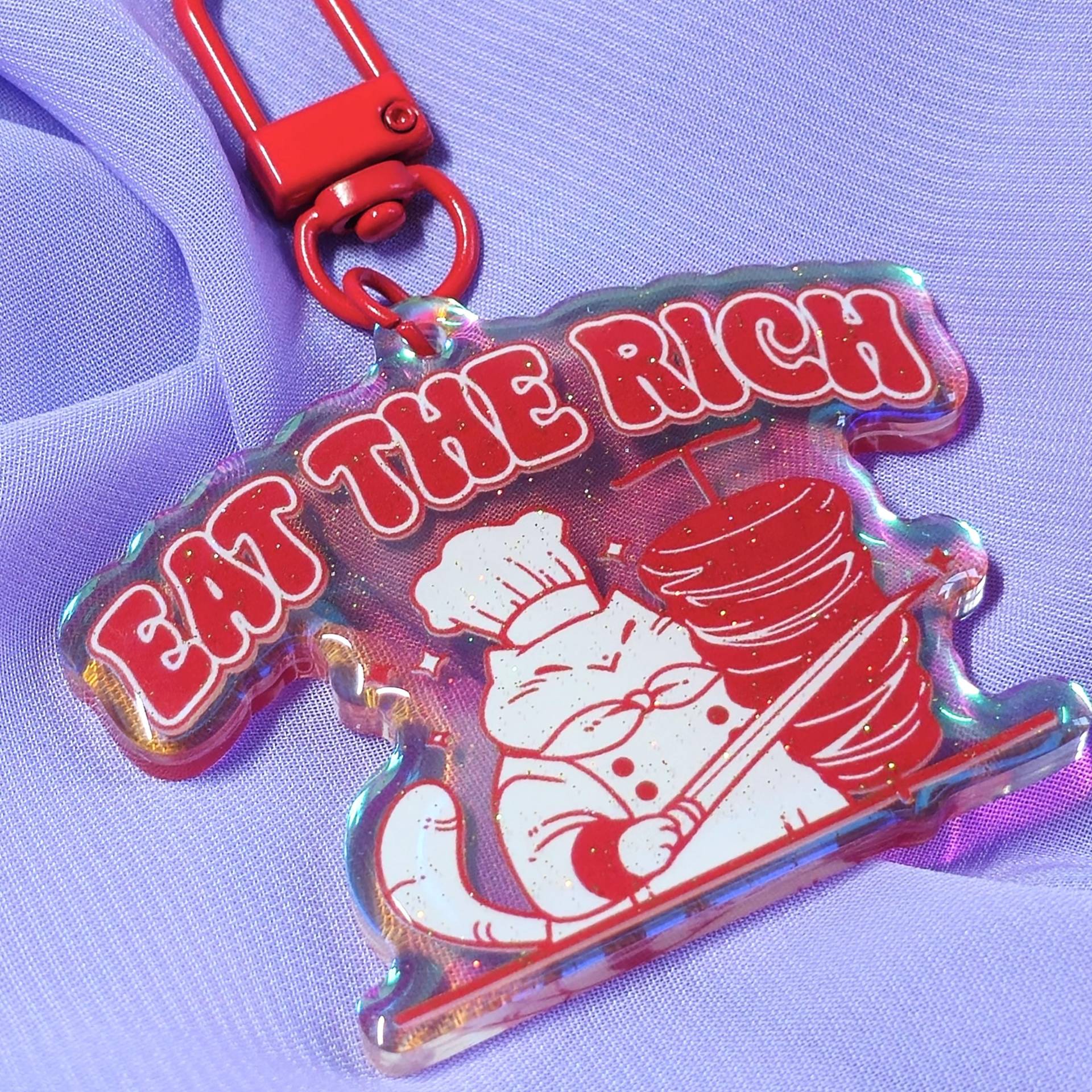 Eat The Rich | Acrylic Charm Keychain Rainbow With Glitter Eat The Rich | Acrylic Charm Keychain Rainbow With Glitter von EpicCatStudio