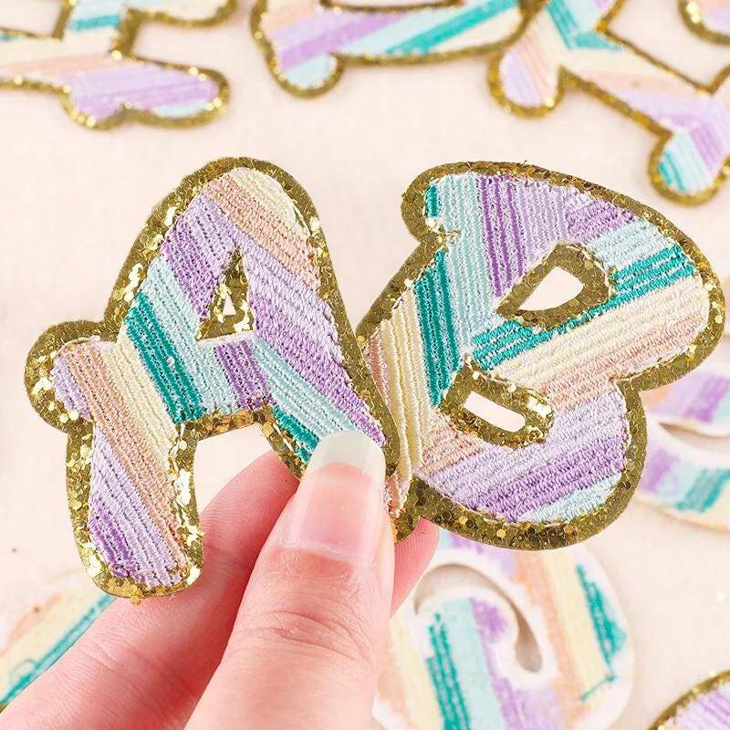 Alphabet A - Z Buchstaben Bügelbild Glitzer Leder Besticktes Aufbügeln Aufnäher von EpicsellShop