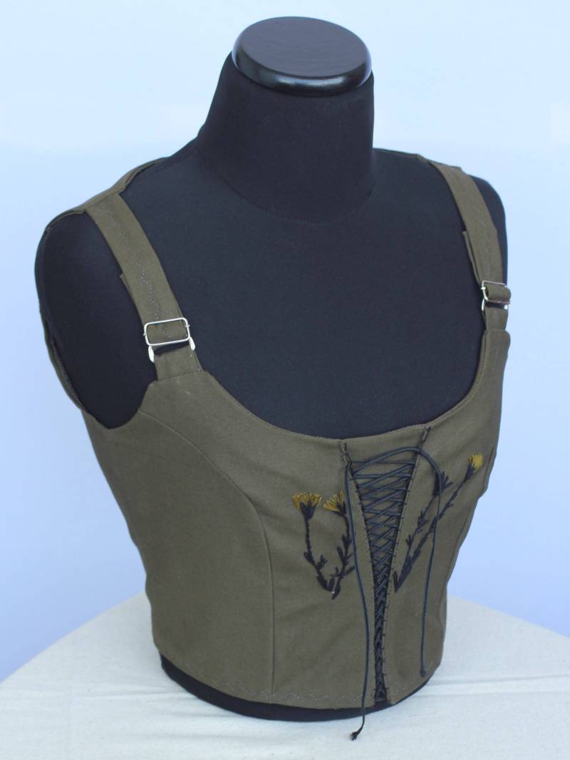 Grüne Dirndl Miederweste Aus Baumwolle Bestickte Oktoberfest Weste von Epinal2016