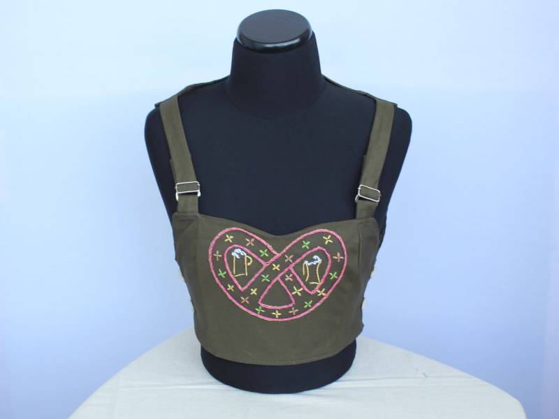 Grüne Dirndl-Weste Aus Baumwolle Oktoberfest Bavaria Trachtenweste von Epinal2016