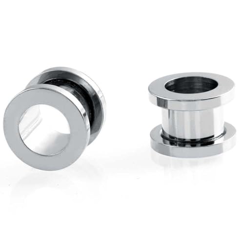 2 Stücke Ohr Tunnel Plug 14G, Reifen Expander Ear Tunnel Plug aus Edelstahl, Ohrringe Silber für Damen Herren Piercing Schmuck von Epinki