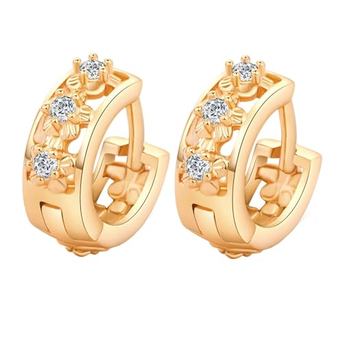 Epinki 14 Karat 585 Gelbgold Ohrringe Frauen Echt Gold Schmuck, Hohl Kreis Creolen mit Moissanit, 14K Gold Ohrringe Damen, Gold von Epinki