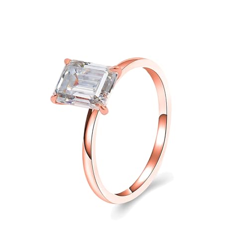 Epinki 14 Karat Rosegold Ring, Solitärring Hochzeitsring mit Moissanit 2ct I-J Ovalschliff, Rosegold Au585 Pärchen Ringe Damen Echt Schmuck, Individuelle Größen von Epinki