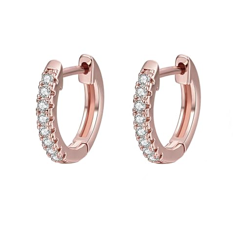 Epinki 14 Karat Rotgold Ohrringe, Klassiker Creolen mit Moissanit, Echt Gold Ohrringe Frauen 14K Rosegold, Rose Gold von Epinki