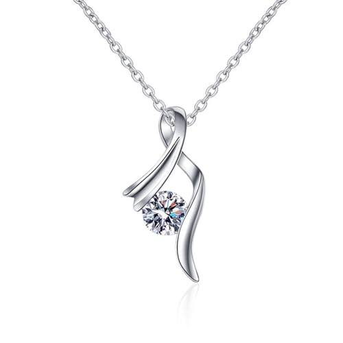 Epinki 18 Karat Weißgold Damen Ketten, Knot Frauen Halskette mit Labor Erstellt Diamant, 18K Gold Damenkette Echt, Silber, 45+5cm von Epinki