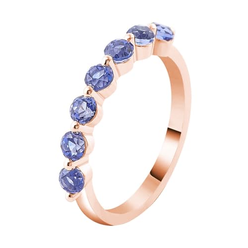 Epinki 18K Rosegold Ring, Klassiker Hochzeitsring mit Saphir Blau Ovalschliff, Au750 Rosegold Eheringe Pärchen Ringe Damen Echter Schmuck, Individuelle Größen von Epinki